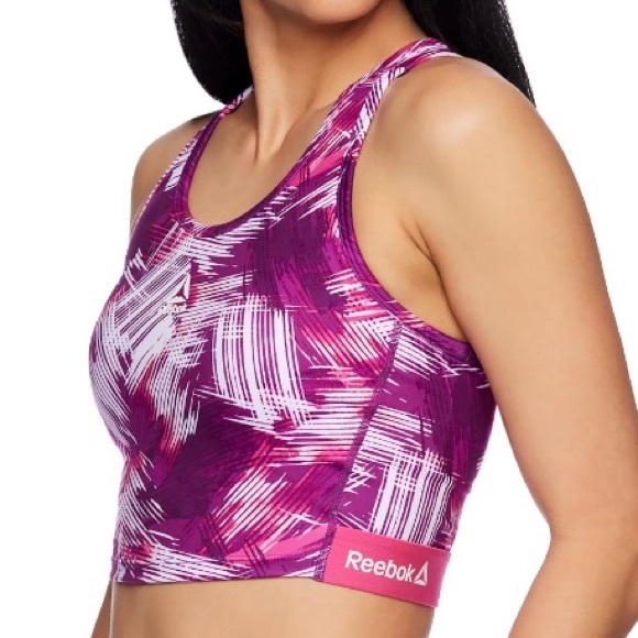 Reebok Women’s Printed Medium Support Cropped Bra Tank Size Small Medium Large - Picture 3 of 14
